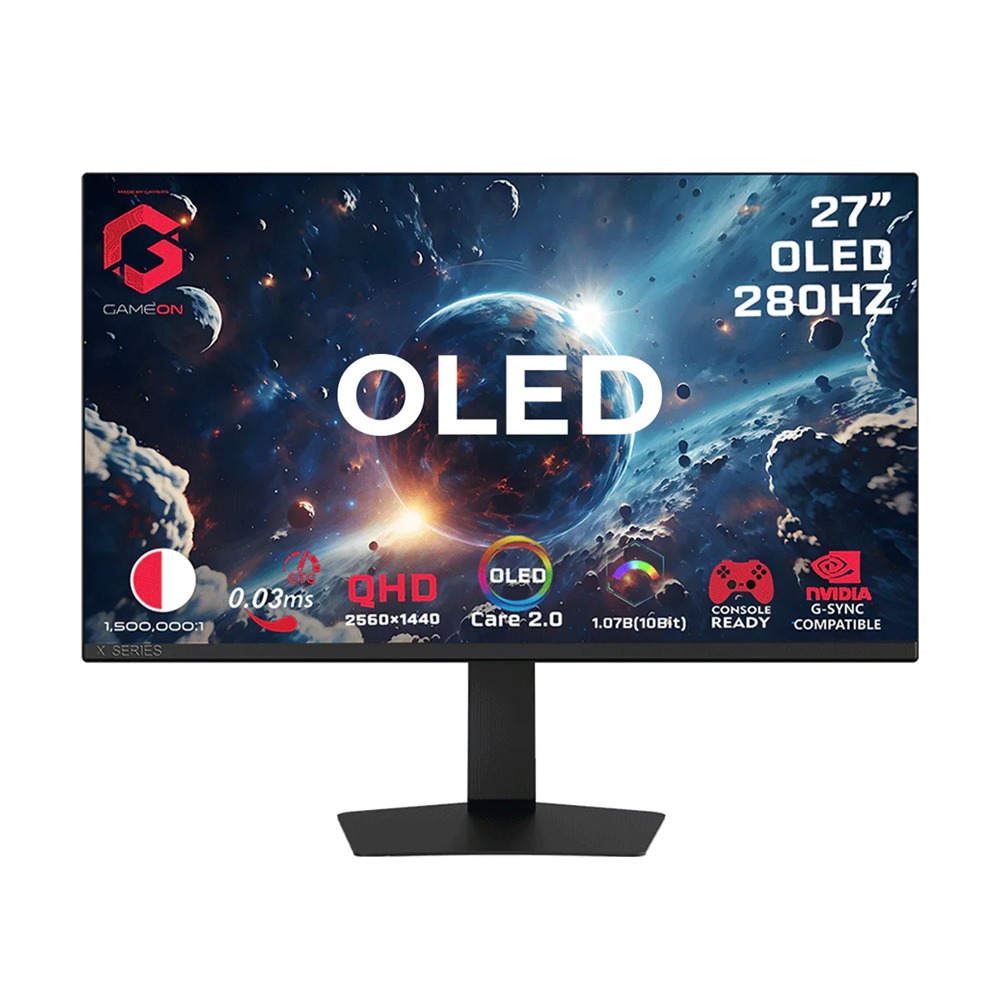 [GO27QDOLD280] GameOn GO27QDOLD280 Signature X Series 27" OLED QHD, 280Hz, 0.03ms, HDMI 2.1, Gaming Monitor (Supports PS5) -Black
