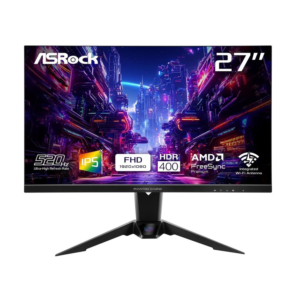 [90LXA0M0-A0G0A0J] ASRock Phantom Gaming 27" Full HD 520Hz IPS with AMD FreeSync Premium HDR400, built-in Wi-Fi Antenna Gaming Monitor (PG27FFX2A)