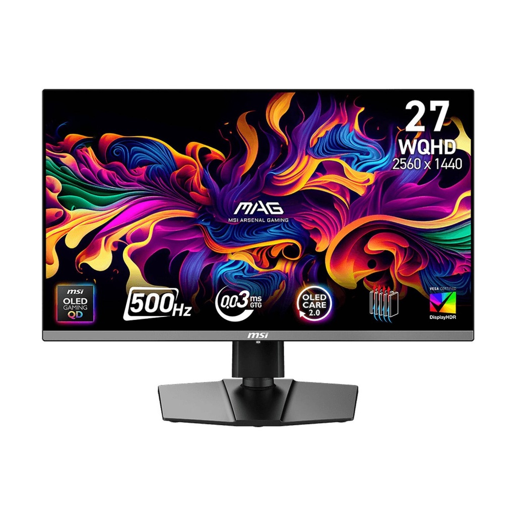 [9S6-3CD79A-032] MSI MAG 272QP QD-OLED X50 Gaming Monitor, 27" QD-OLED Display, WQHD Resolution, 500Hz Refresh Rate, 0.03ms (GtG) Response Time, AMD FreeSync Premium Pro, Black | 9S6-3CD79A-032