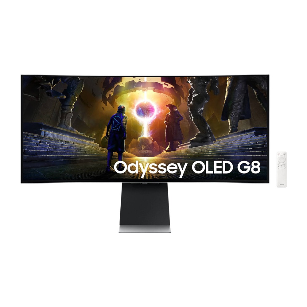 [LS34DG852SMXUE] SAMSUNG G855D Odyssey G8 Smart Gaming Monitor, 34" OLED Display, UWQHD Resolution, 175Hz Refresh Rate, 0.03ms (GtG) Response Time, AMD FreeSync Premium Pro & G-Sync Technology, Silver | LS34DG852SMXUE