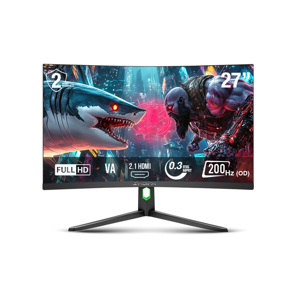 [27F200VC] SharX Jaws 27F200VC 27" VA Panel FHD 200Hz 0.3ms HDMI 2.1 With AMD FreeSync & Nvidia G-Sync Compatibility Curved Gaming Monitor - Black