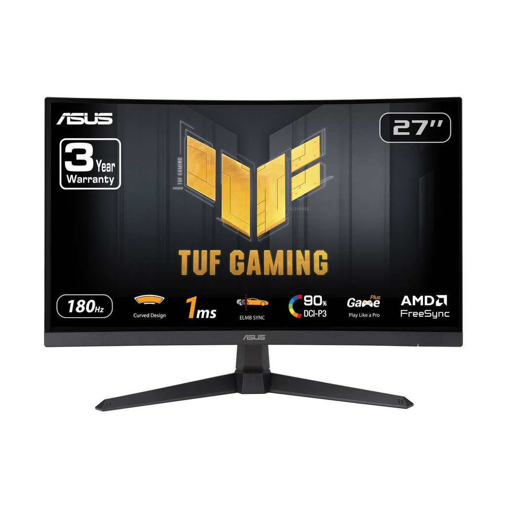 [90LM0A90-B01170] Asus TUF Gaming (VG27VQ3B) 27" FHD VA 180Hz 1ms With AMD FreeSync Curved Gaming Monitor