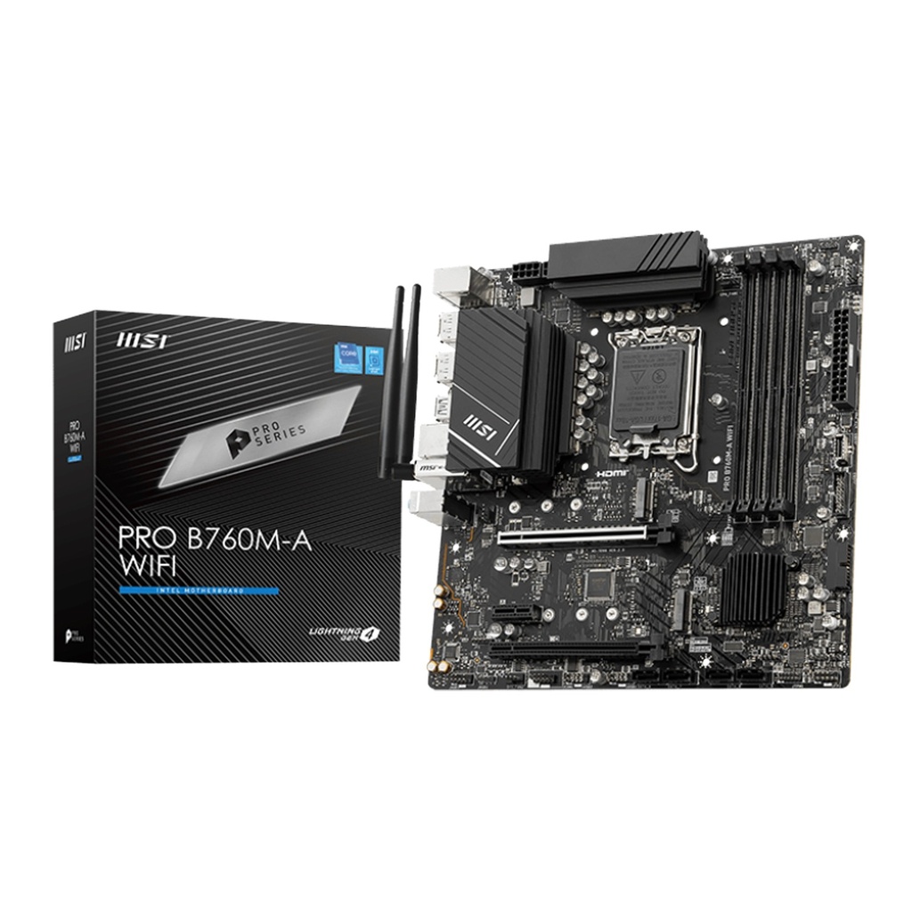 [911-7D99-057] MSI PRO B760M-A WIFI – mATX Intel B760 DDR5 Motherboard with WiFi 6E & 2.5G LAN | 911-7D99-057