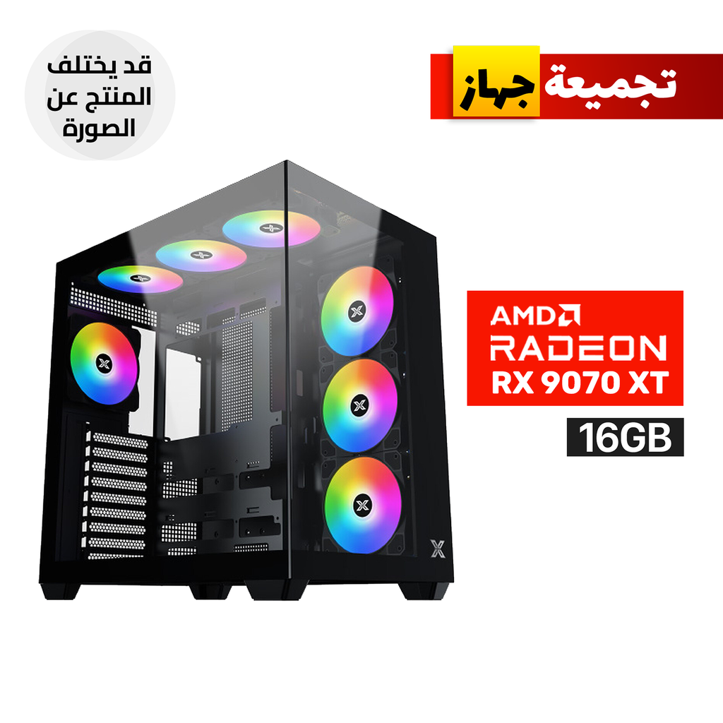 [EN45820-CGPC1] Gaming PC – AMD Ryzen 7 9800X3D, ASUS TUF B850 WiFi Motherboard, 32GB DDR5 RAM, 2TB NVMe Gen4 SSD, ASUS Prime RX 9070 XT 16GB GPU, 850W Gold PSU, ASUS Prime L360 Liquid Cooler, Xigmatek Aqua V Air Case 7x RGB Fans, Windows 11 Pro