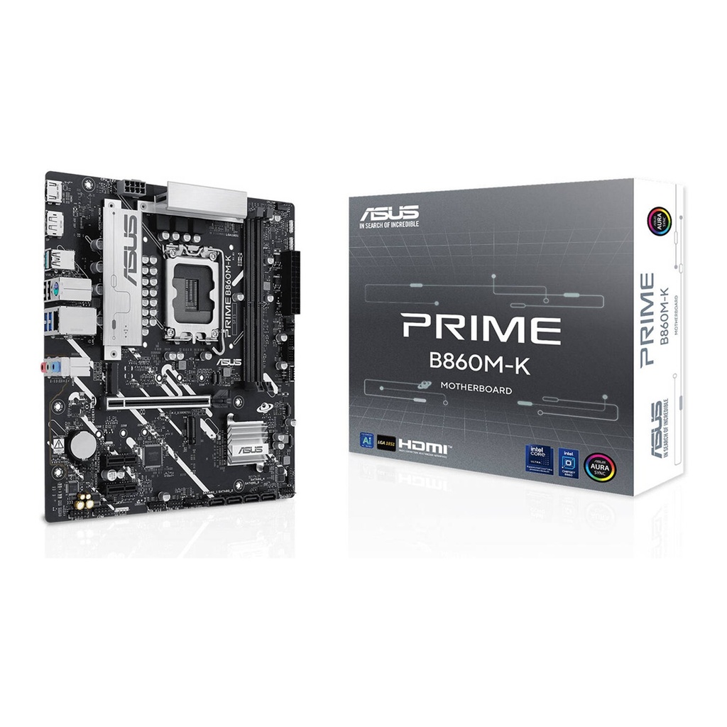 [90MB1JT0-M0EAY0] ASUS Prime B860M-K LGA 1851 Micro-ATX Motherboard LGA 1851 Micro-ATX Motherboard, Intel B860 Chipset, 2x DIMM DDR5 Slots, Up to 128GB Max Memory, 1x PCIe 4.0 x16 Slot, 2x M.2 Slots | 90MB1JT0-M0EAY0