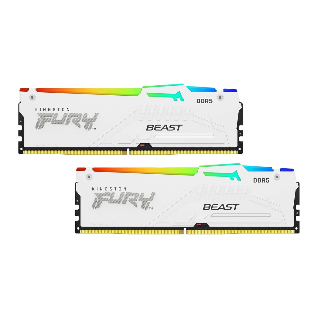 [KF560C30BWEAK2-32] Kingston Fury Beast White RGB 32GB (2x16GB) 6000MT/s DDR5 CL30 DIMM Desktop Gaming Memory Kit of 2 AMD Expo/Intel XMP, White | KF560C30BWEAK2-32