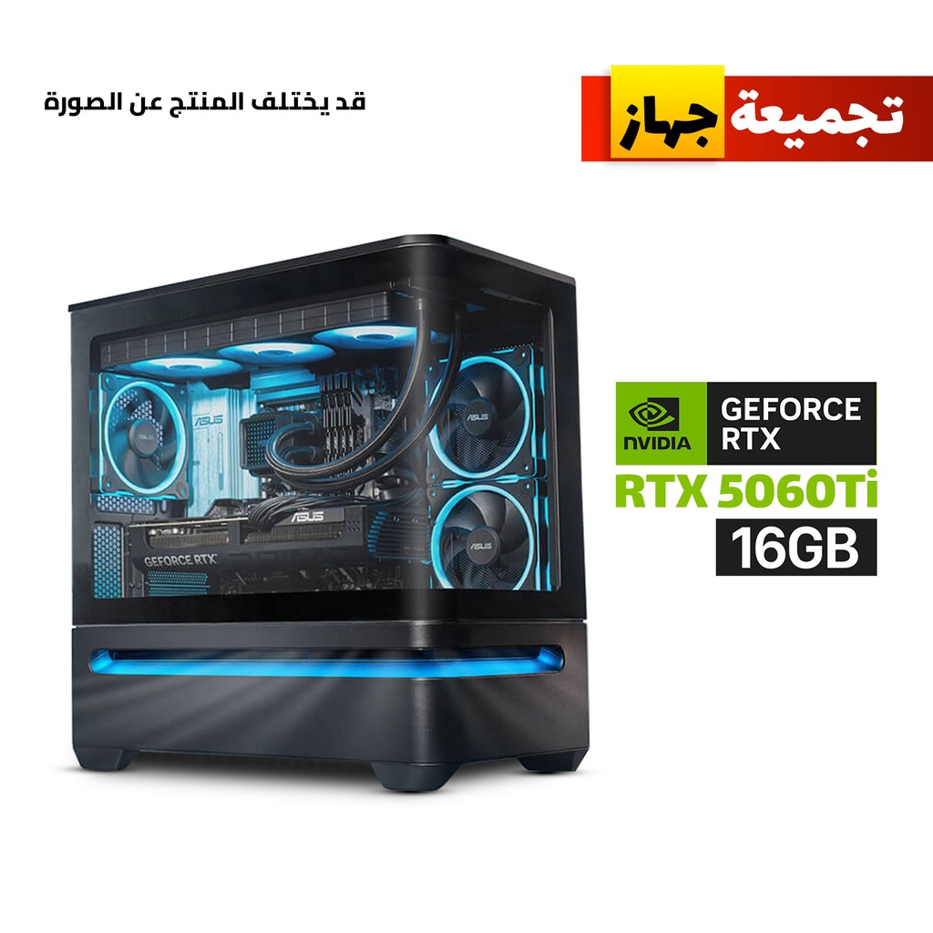 [90DC00P0-B19000-CGPC2] Gaming PC - Intel i5-14400F Processor, ASUS H610 D5 Wi-Fi Motherboard, 16GB DDR5 RAM, 1TB NVMe SSD, ASUS DUAL RTX 5060 TI 16GB VGA, 750 WATT PSU, L240 Liquid Cooler, Asus Prime AP202 Mid Tower Case with 3 ARGB Fans, Windows 11 Pro (License)