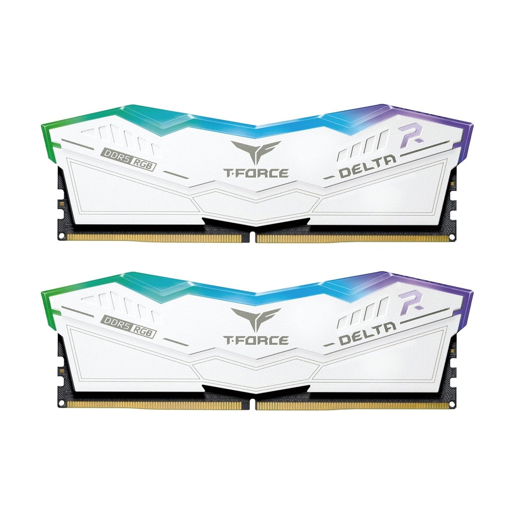 [FF4D532G6000HC30DC01] TeamGroup T-Force DELTA RGB 32GB (2x16GB) DDR5 6000MHz CL30 Memory Kit - White