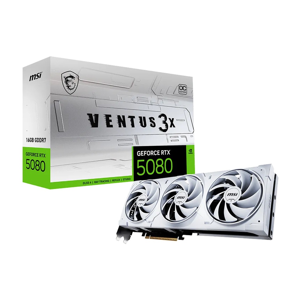 [912-V531-443] MSI Geforce RTX 5080 Ventus 3X OC Edition 16GB GDDR7 Graphic Card - White