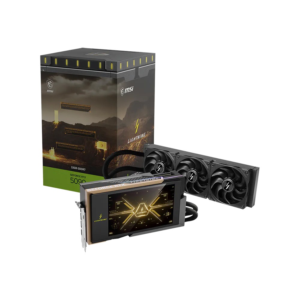 [912-V530-237] MSI LIGHTNING Z GeForce RTX 5090 32GB GDDR7 PCI Express Gen 5 liquid cooled Graphics Card - Black