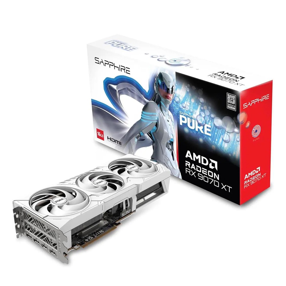 [S88-3E490-100HE] Sapphire PURE AMD Radeon™ RX 9070 XT 16GB OC GPU - White