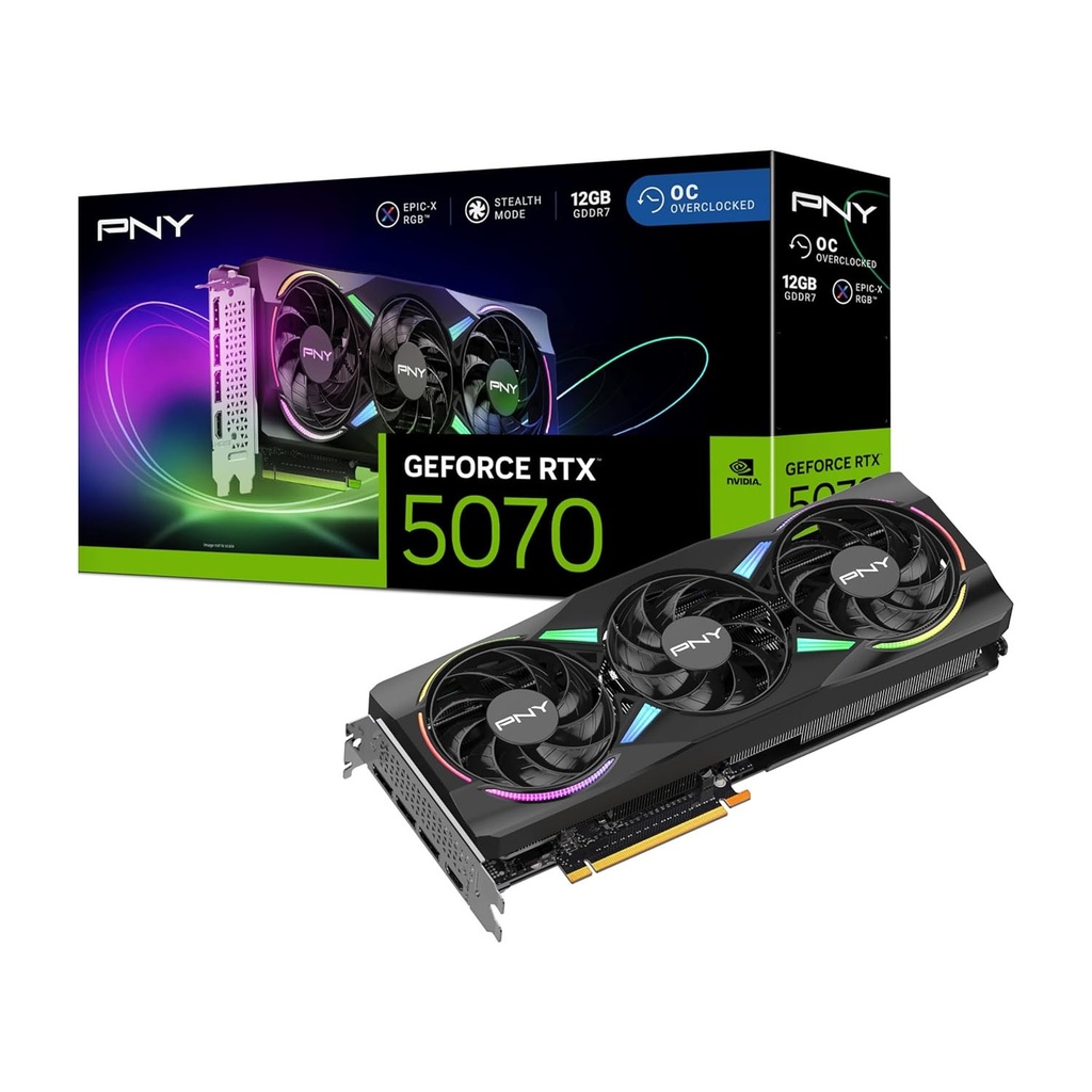 [VCG507012TFXXPB1-O] PNY GeForce RTX 5070 Stealth Mode OC 12GB GDDR7 Graphic Card