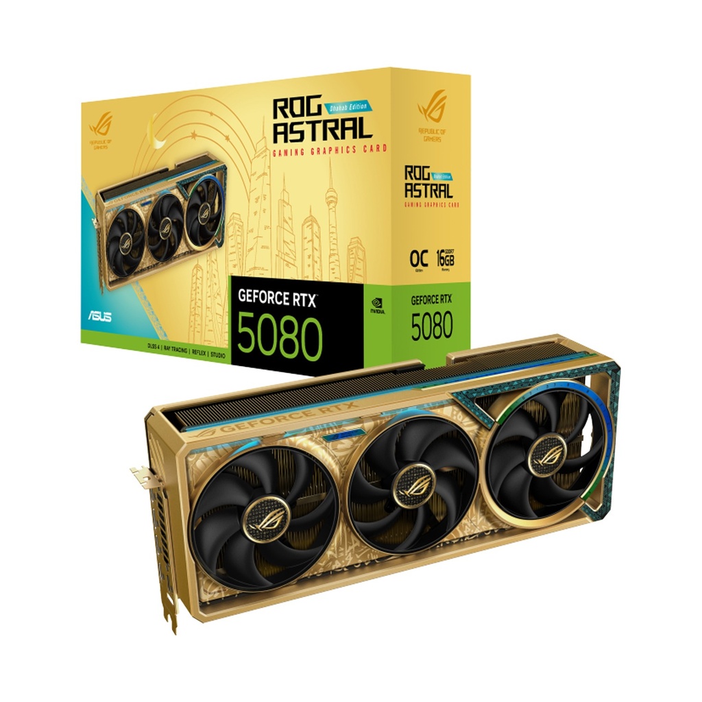 [90YV0LV6-M0NM00] Asus ROG Astral GeForce RTX 5080 Dhahab OC Edition 16GB GDDR7 Gaming Graphics Card | 90YV0LV6-M0NM00