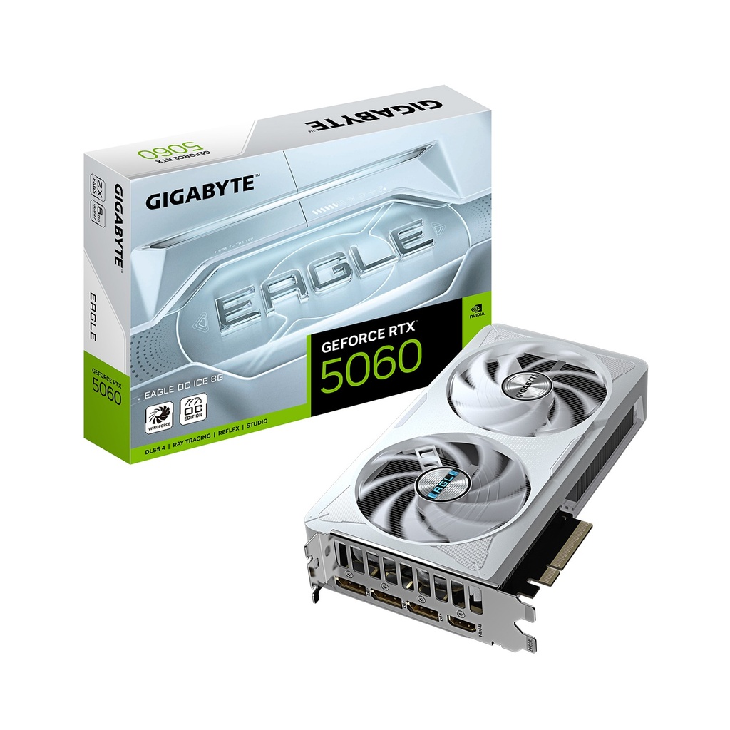 [GV-N5060EAGLEOC] GigaByte GeForce RTX 5060 EAGLE OC ICE 8GB GDDR7 Graphics Card - White