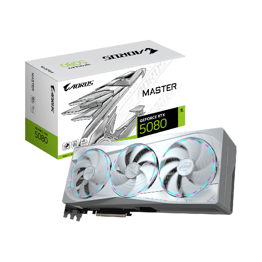 [GV-N5080AORUSM] Gigabyte GeForce RTX 5080 Aorus Master 16GB OC White Edition GDDR7 Graphics Card
