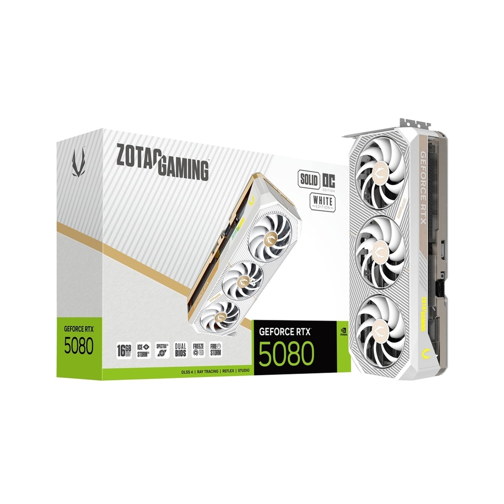 [ZT-B50800Q-10P] Zotac Geforce RTX 5080 16GB Solid OC Edition White Edition GDDR7 Graphic Card