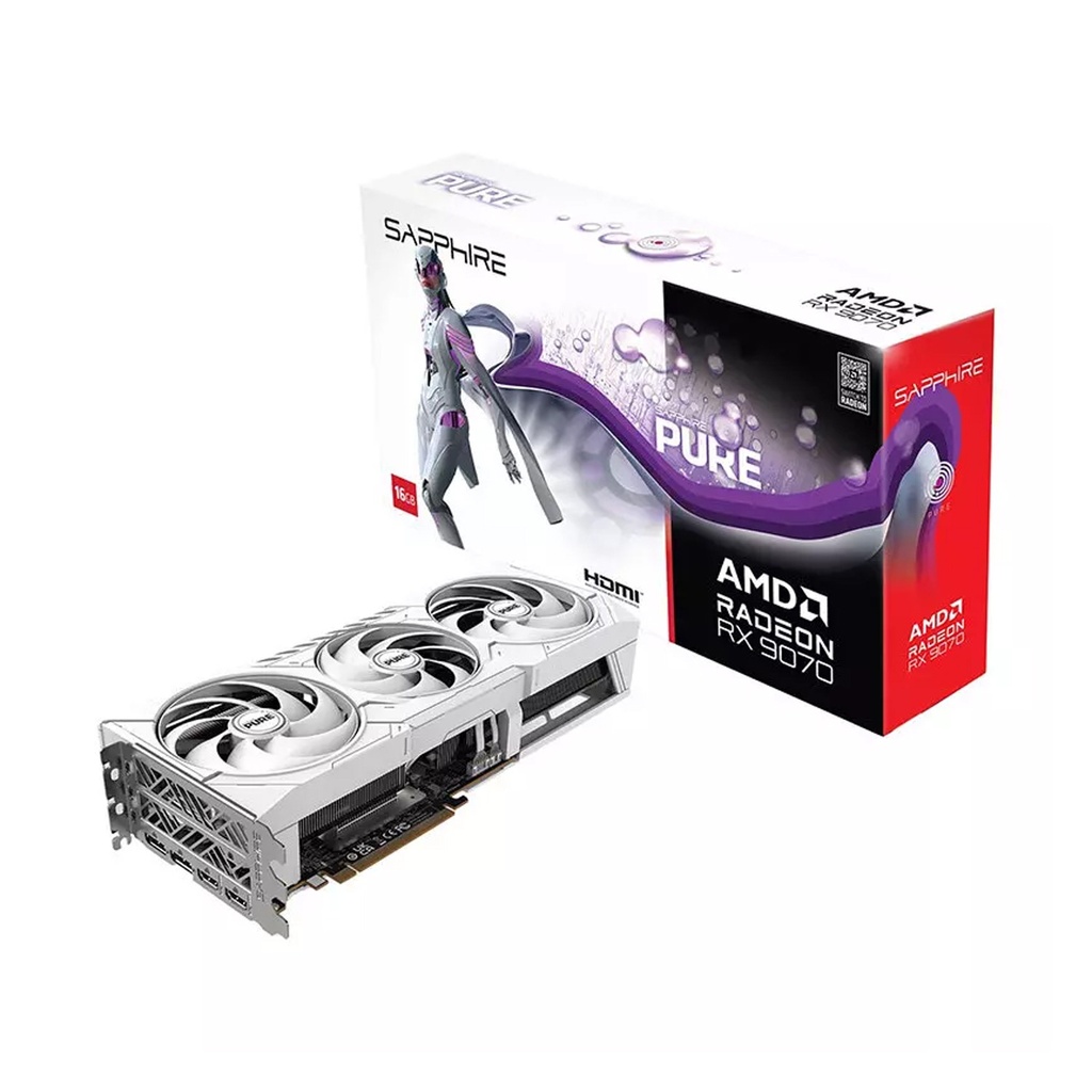 [S88-4E490-100SA] Sapphire Pure AMD Radeon RX 9070 16GB OC Graphic Card - White