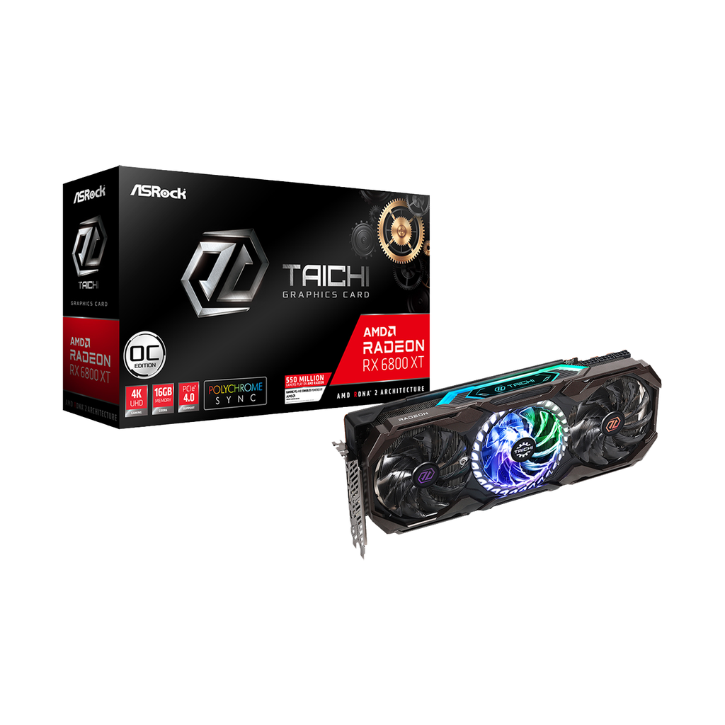 [90-GA27ZZ-00UANF] ASRock Radeon RX 6800 XT Taichi Gaming 16GB GDDR6 RX6800XT TCX 16GO Graphics Card