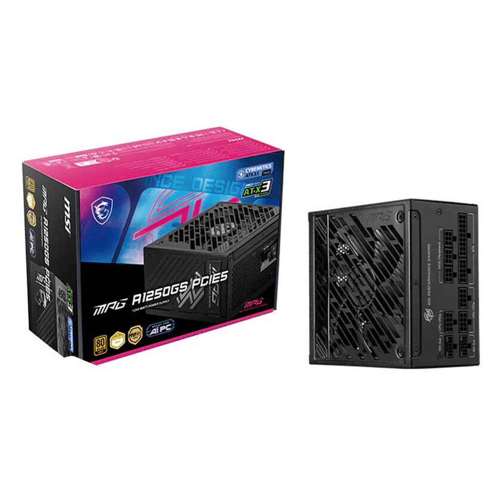 [306-7ZPFX18-CE0] MSI MPG A1250GS 80PLUS Gold 1250W Cybenetic Gold ATX 3.1 PCIe 5 Ready Power Supply