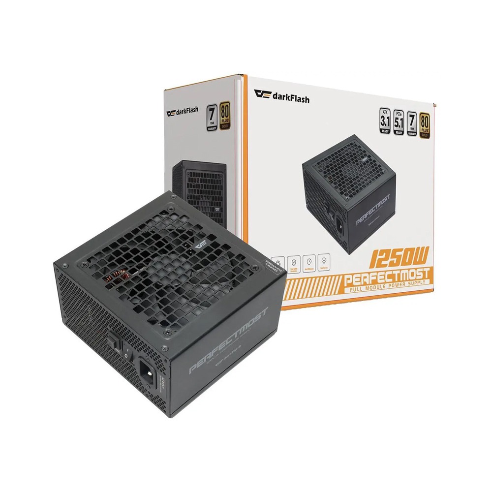 [PMT1250A3-BLACK] DarkFlash PMT1250 80 Plus Gold Fully Modular 1250W ATX 3.1 & PCIe 5.1 Power Supply - Black