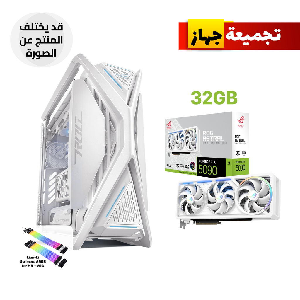 [90DC00F3-B39000-GPC3] Gaming PC RYZEN 9-9950X3D, ASUS X870-A WIFI 7, 64GB Ram White, SAMSUNG 2TB SSD NVMe, ASUS ASTRAL RTX 5090 32GB White, ASUS RYUJIN L360 White, ROG Thor PLATINUM III 1200W, ROG Hyperion GR701 Case White, Lian-Li Strimers ARGB Cables, Win 11 Pro (License)