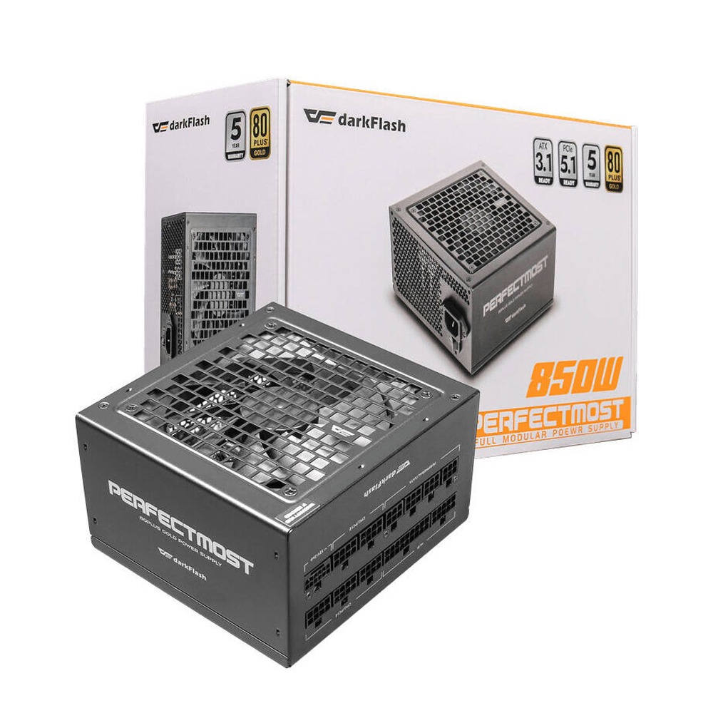 [PMT850A3-BLACK] DarkFlash PMT850 80 Plus Gold Fully Modular 850W ATX 3.1 & PCIe 5.1 Power Supply - Black