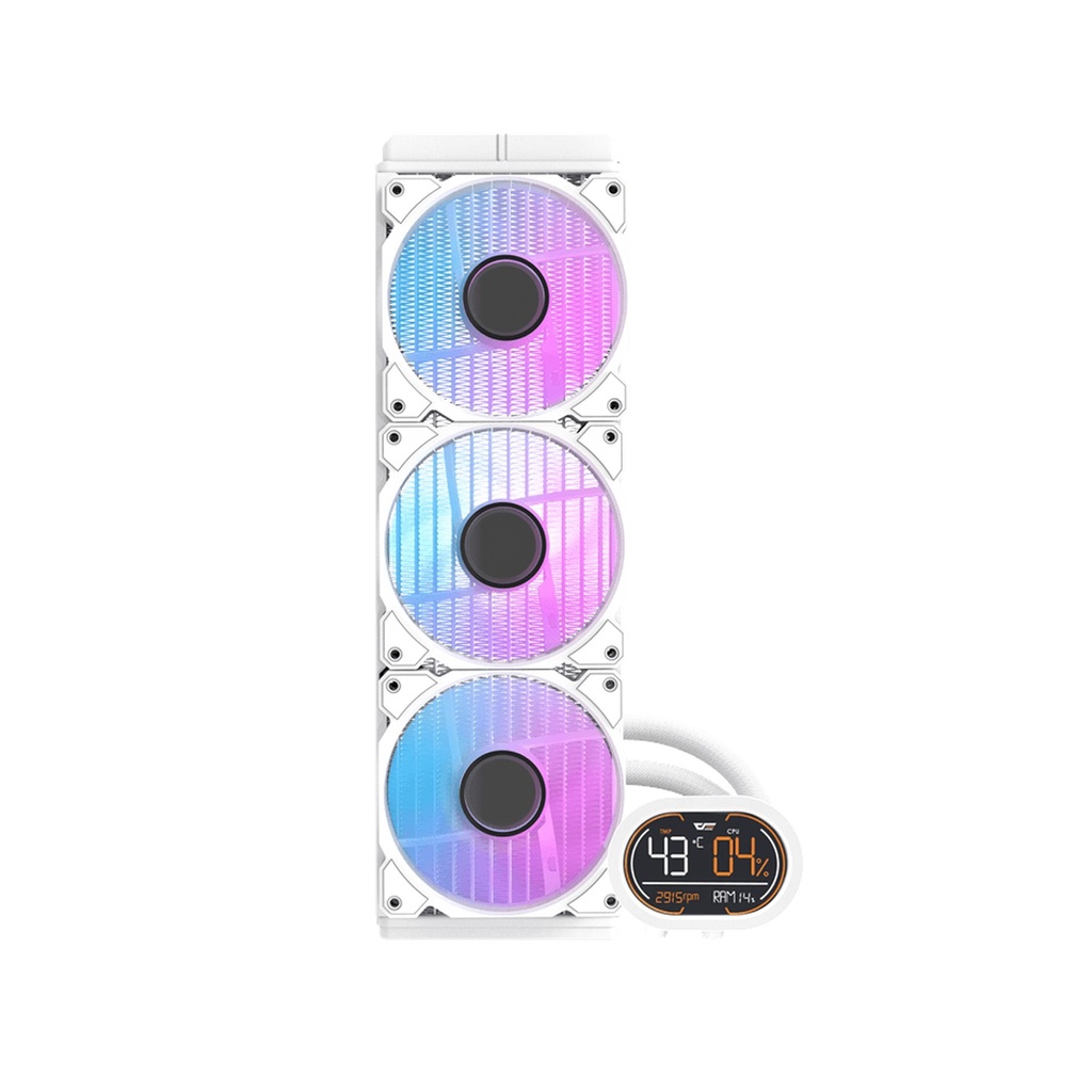 [DH360D-W] DarkFlash DH360D All-in-One 360mm Liquid CPU Cooler,Comes with LCD Magnetic display, Low noise CPU cooler- White