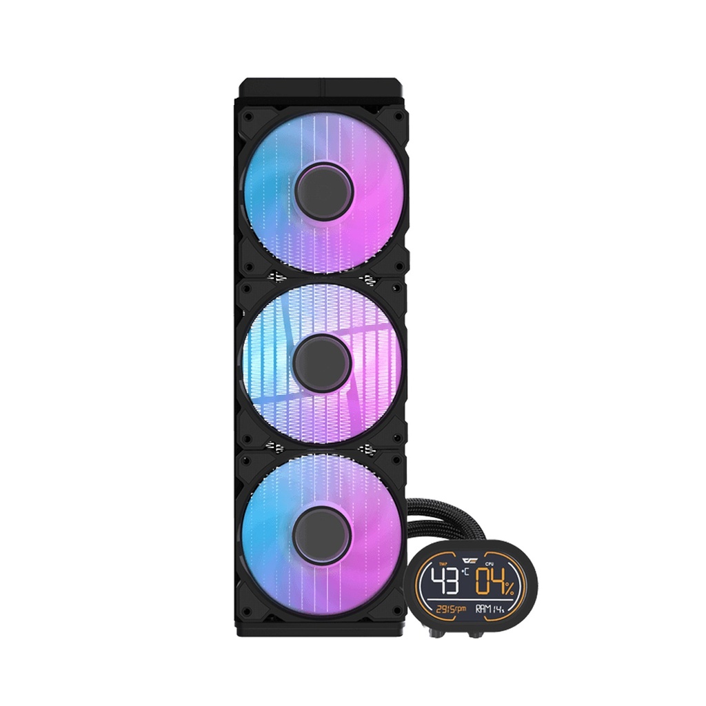[DH360D-B] DarkFlash DH360D All-in-One 360mm Liquid CPU Cooler,Comes with LCD Magnetic display, Low noise CPU cooler- Black