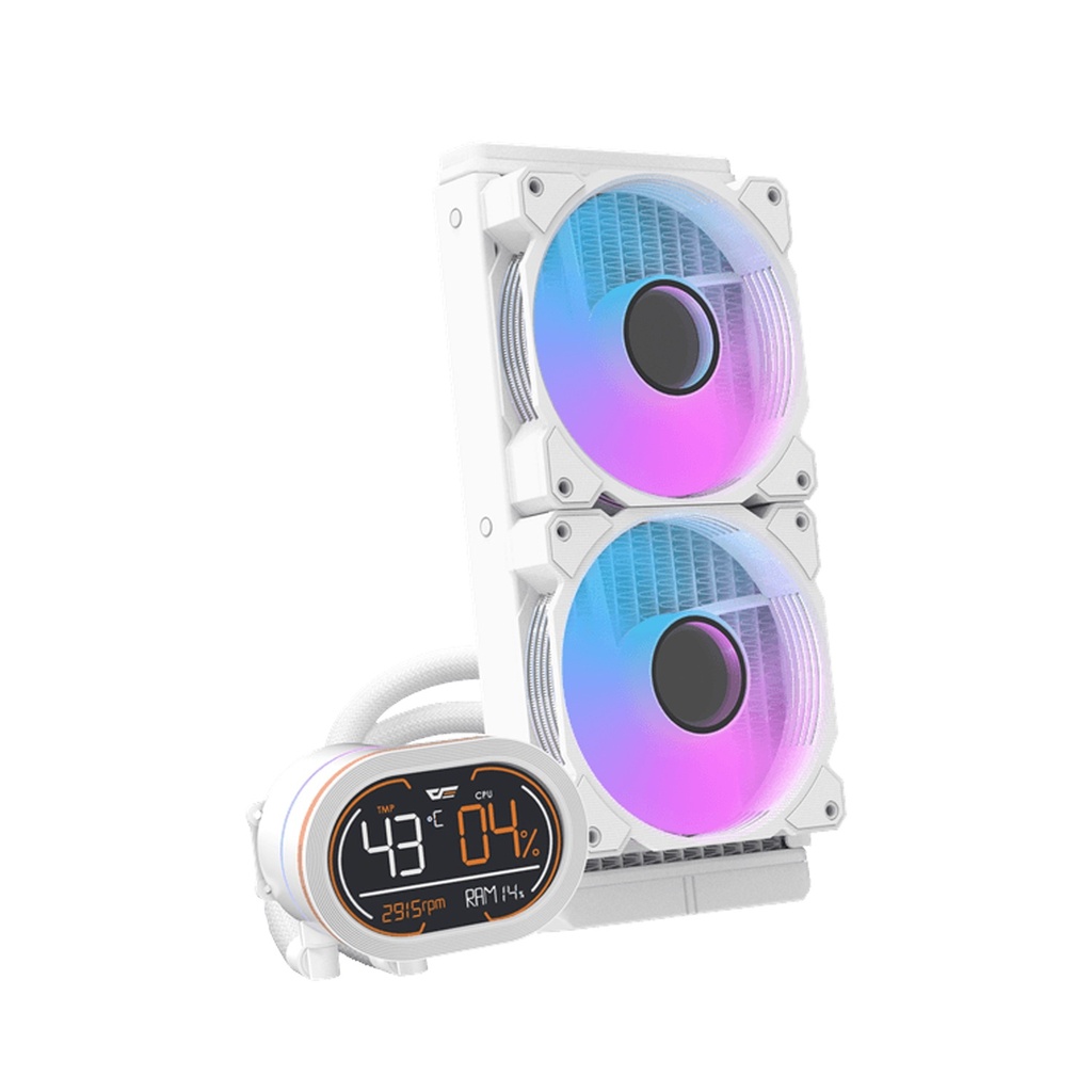 [DH240D-W] DarkFlash All-in-One 360mm Liquid CPU Cooler CPU support socket LGA,Comes with LCD Magnetic display, Low noise CPU Liquid Cooler-White