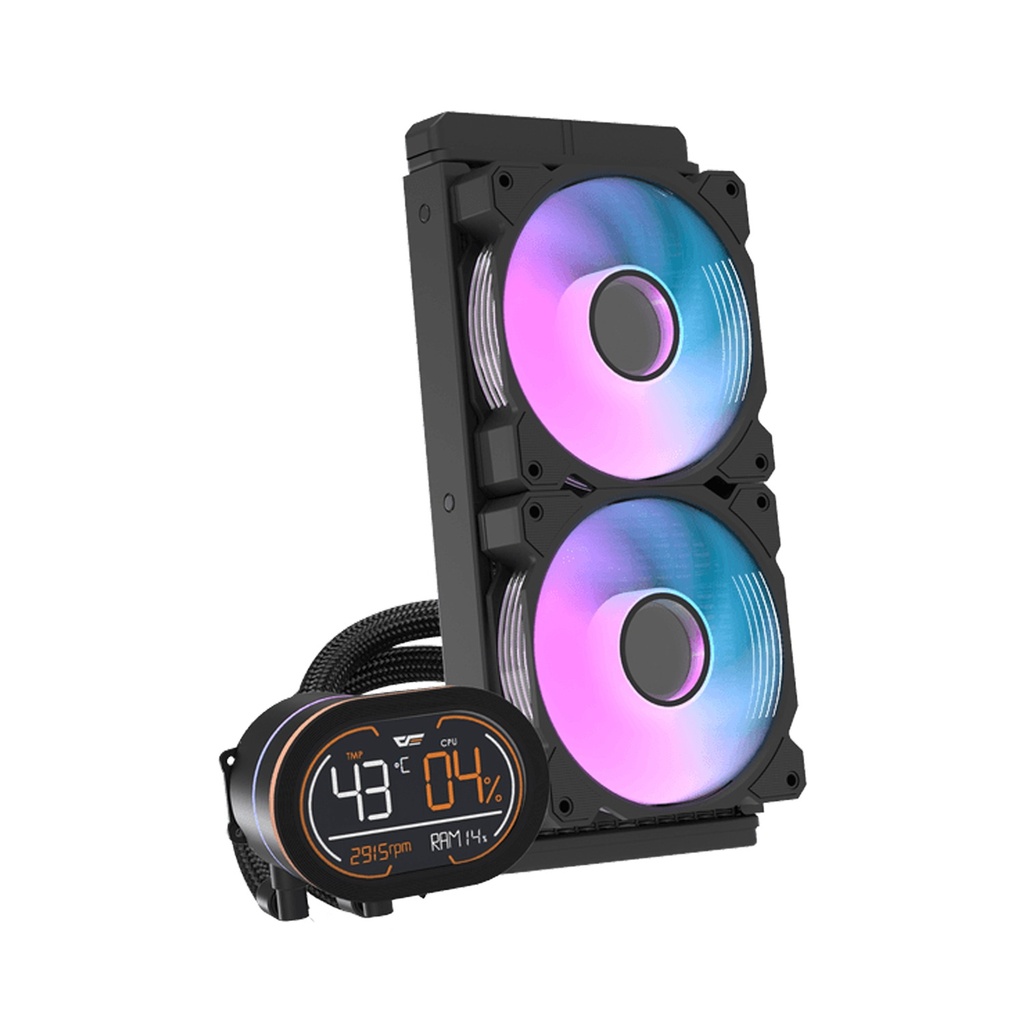[DH240D-B] DarkFlash All-in-One 360mm Liquid CPU Cooler CPU support socket LGA,Comes with LCD Magnetic display, Low noise CPU Liquid Cooler-Black