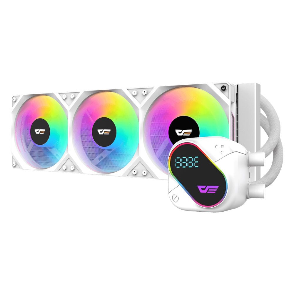 [DO-360-WHITE] DarkFlash Explore DO360 ARGB 360mm AIO Liquid CPU Cooler With Segment LCD Screen - White