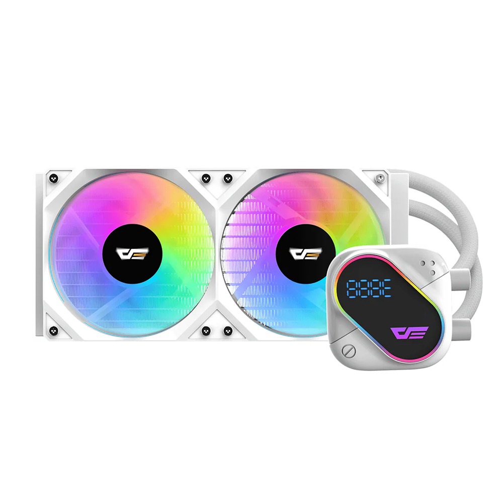 [DO-240-WHITE] DarkFlash EXPLORE DO240 ARGB 240mm AIO Liquid CPU Cooler with Segment LCD Screen - White