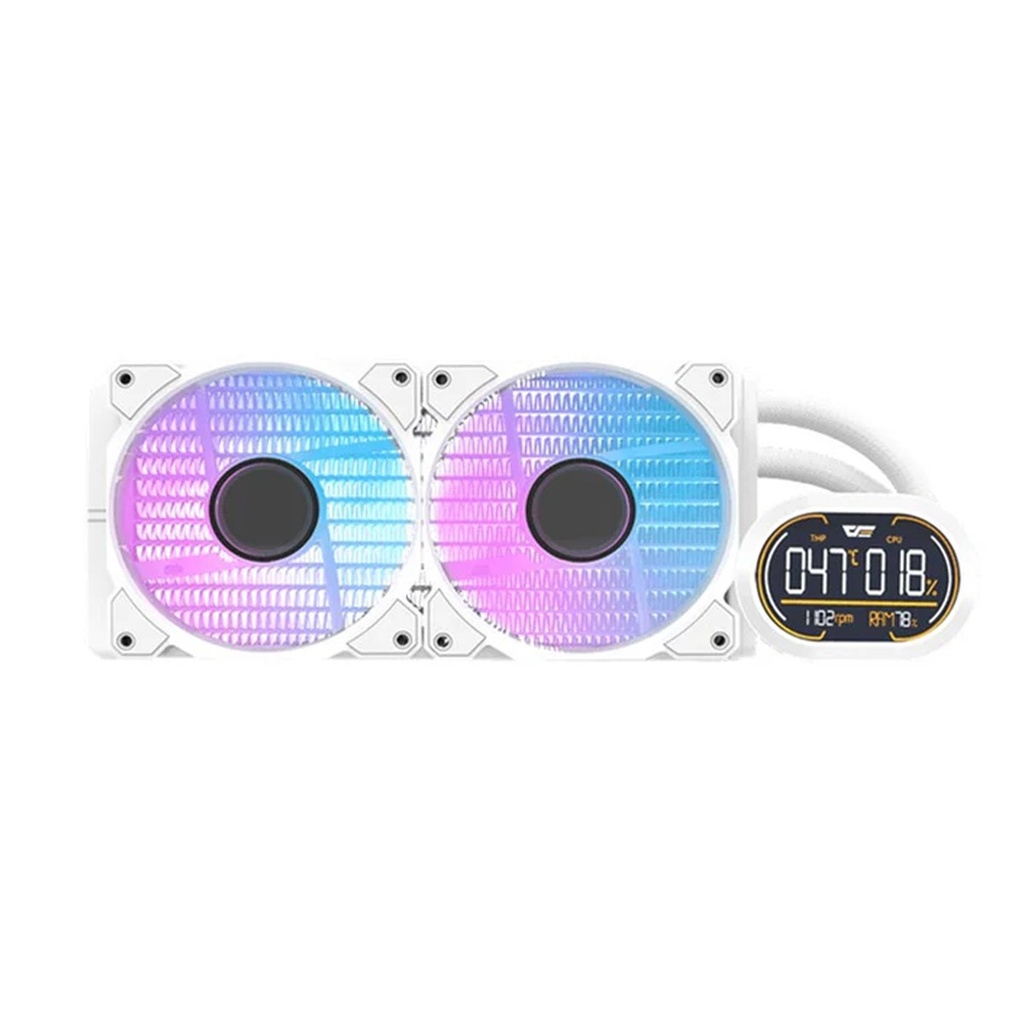 [DH240D-WHITE] DarkFlash DH240D V1.2 ARGB 240mm AIO Liquid CPU Cooler with Segment LCD Screen-White