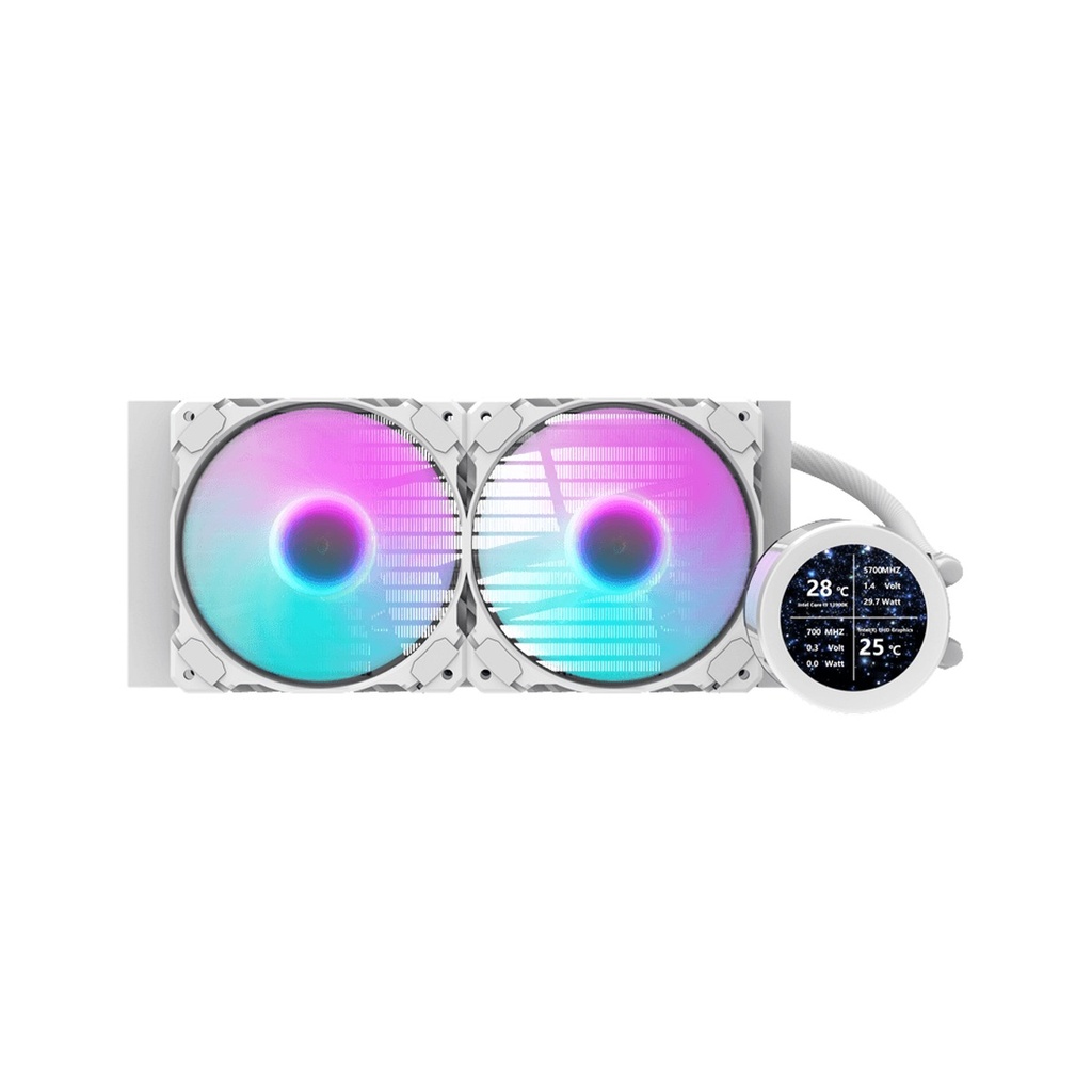 [DN240S-WHITE] DarkFlash Nebula Series DN240S 2.1 inch IPS Display Screen All-In-One 240MM Liquid Cooler - White