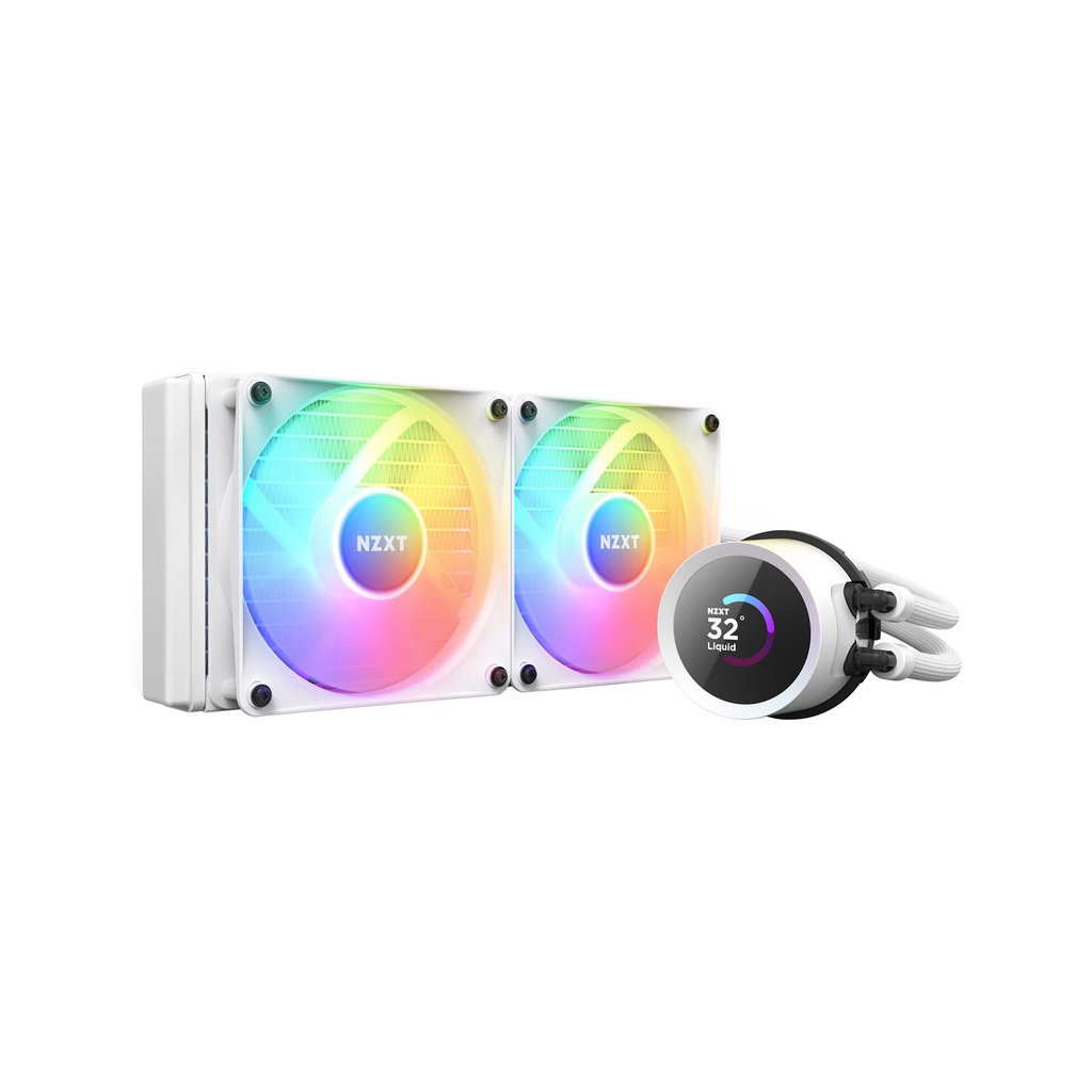 [RL-KR240-W1] NZXT Kraken 240 RGB 240mm Liquid CPU Cooler with LCD Display - White