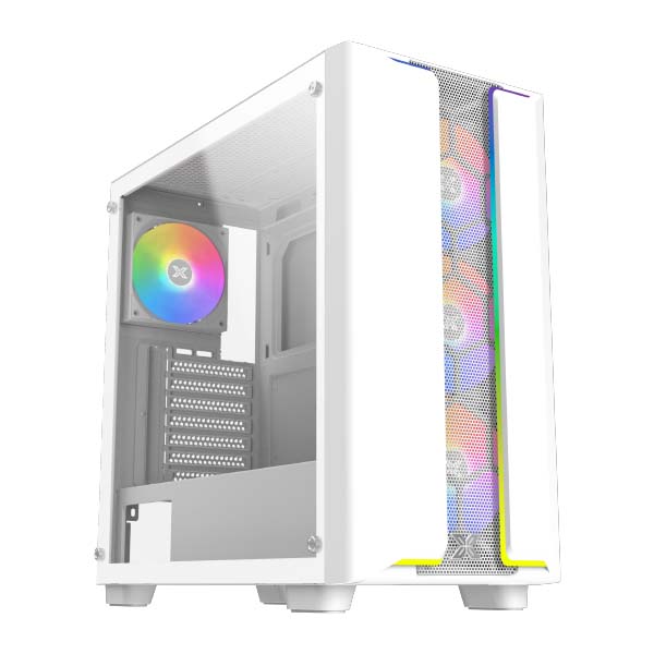 [EN42256] Xigmatek Gaming Y Pro Arctic ARGB E-ATX Mid-Tower Left Side Tempered Glass Panel Case with 4x RGB Fans - White