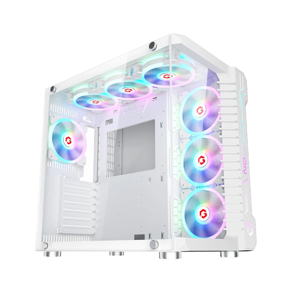 [GO-EMPERORIII-A] GameOn Emperor Arctic III Series Mid Tower Two Panel Front & Left Side Tempered Glass Case with 7 ARGB Fans - White