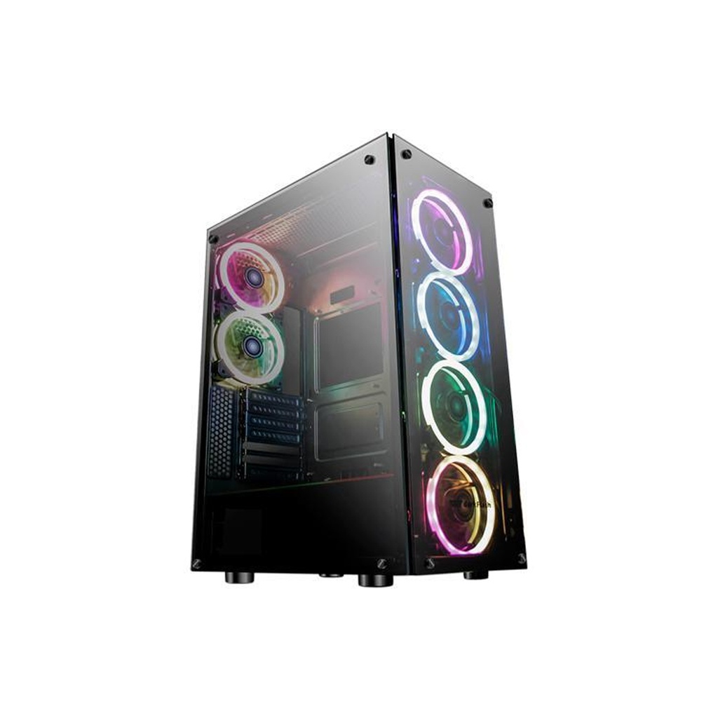 [Phantom-Black] DarkFlash Phantom Mid Tower Front Side & Left Side Tempered Glass Panel Case - Black