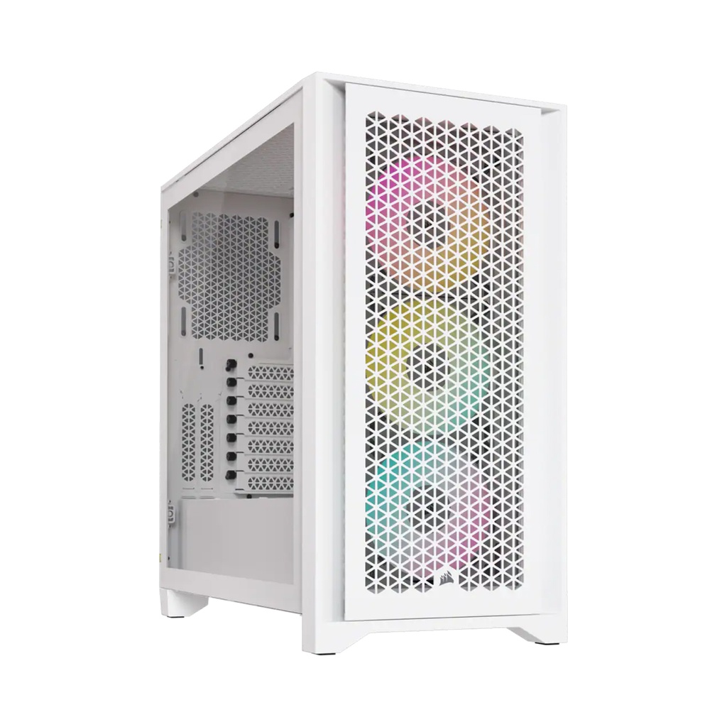 [CC-9011241-WW] Corsair 4000D Airflow Mid Tower Steel Plastic Side Tempered Glass Panel Case with 3 RGB Fan - White