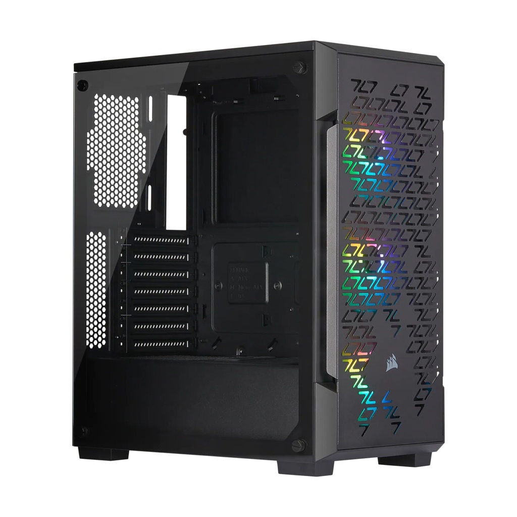 [CC-9011173-WW] Corsair iCUE 220T RGB Mid-Tower Steel Plastic Side Tempered Glass Panel Case With 3 RGB Fans - Black