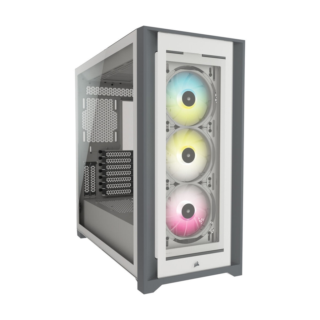 [CC-9011213-WW] Corsair iCUE 5000X RGB Mid-Tower 4-Sides Tempered Glass Panel with 3 RGB Elite Fans - White