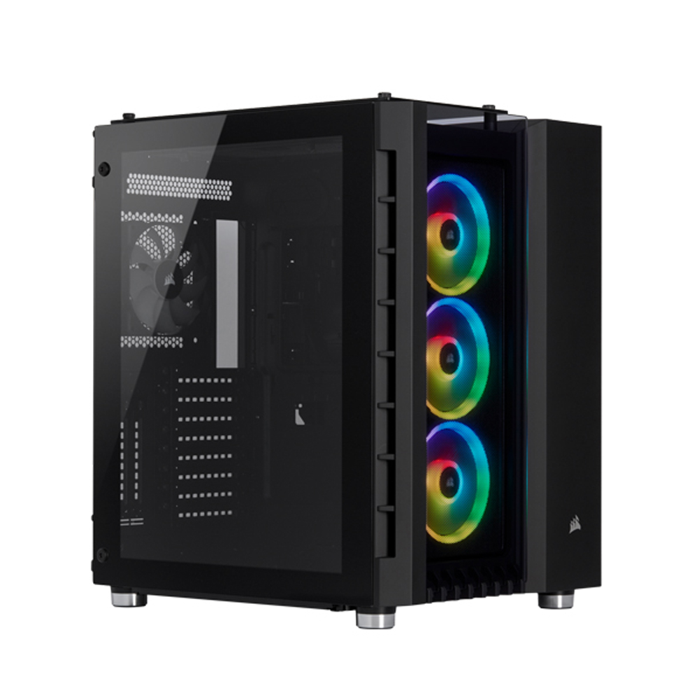 [CC-9011168-WW] Corsair Crystal Series 680X RGB Airflow ATX Mid-Tower 3 Side Tempered Glass Panel Case with 4 RGB Fans - Black