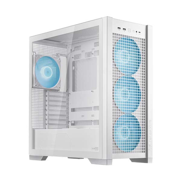 [90DC00I3-B19000] ASUS Tuf Gaming GT302 ARGB ATX Mid Tower Case Left Side Tempered Glass 4x ARGB Fans - White
