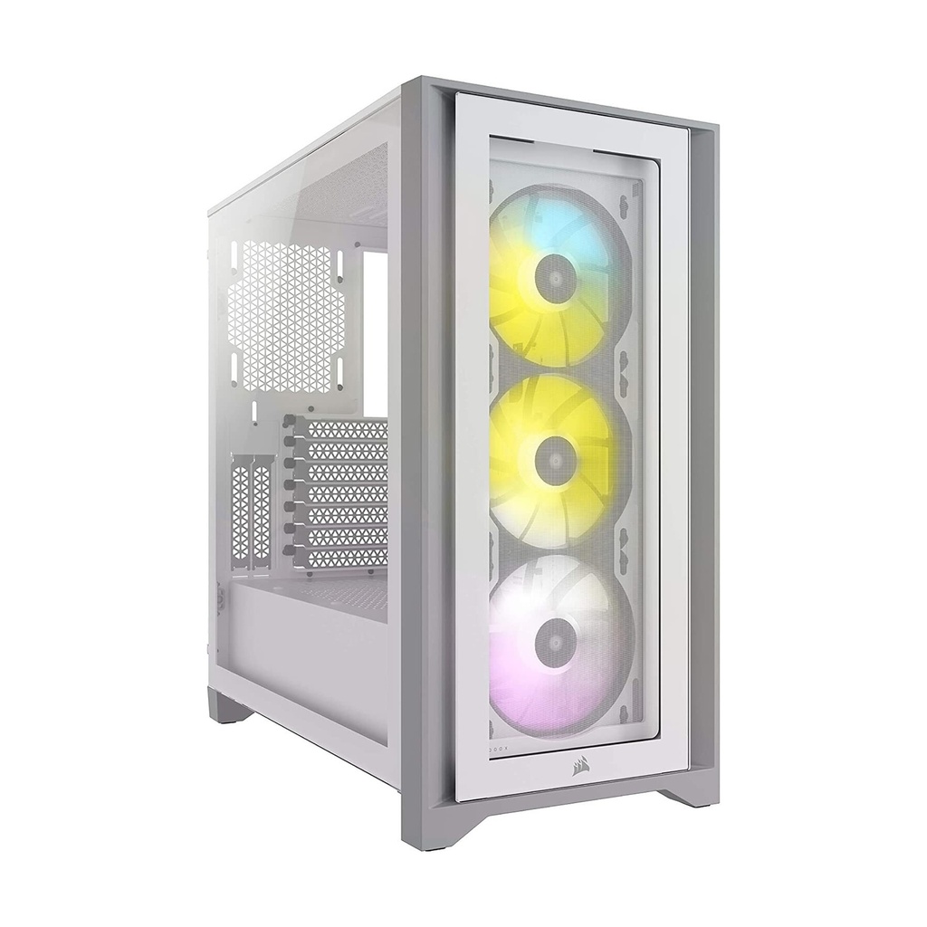 [CC-9011205-WW] Corsair iCUE 4000X Mid-Tower Side Tempered Glass Panel Case with 3 RGB Fans - White