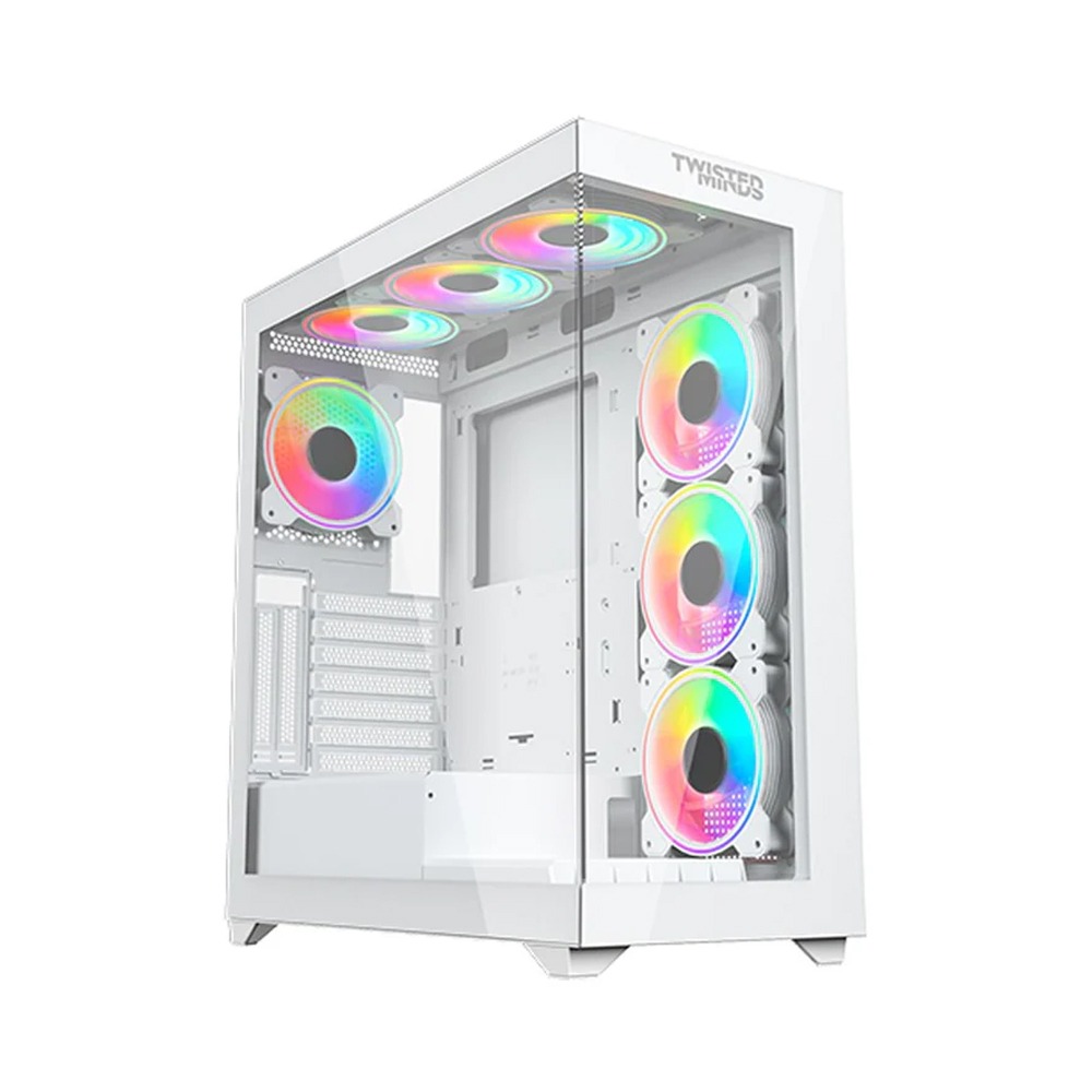 [TM-290XL-9-W] Twisted Minds Quantum Mid-Tower Two Panel Front & Left Side Tempered Glass Case with 7 ARGB Fans - White
