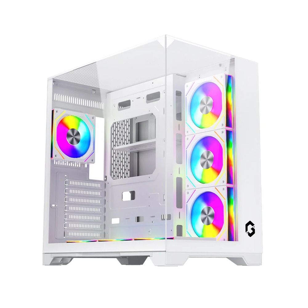 [GO-VALKYRIEI-A] GameOn Valkyrie I Series Mid Tower Three Panel Front,Top & Left Side Tempered Glass Case With 7 RGB Fans - White