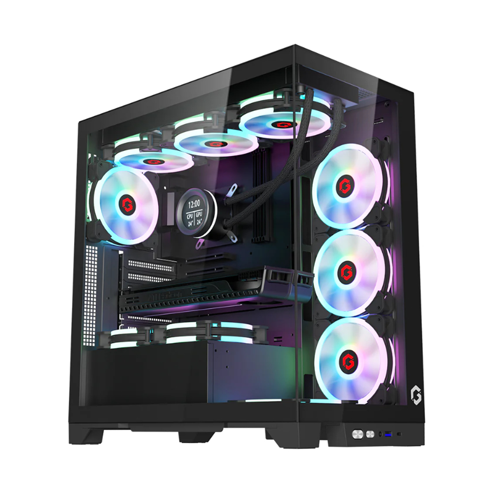 [GO-EMPERORIV-M] GameOn Emperor Mid Night IV Series Mid Tower Tempered Glass Side Panel Case with 7 ARGB Fans - Black