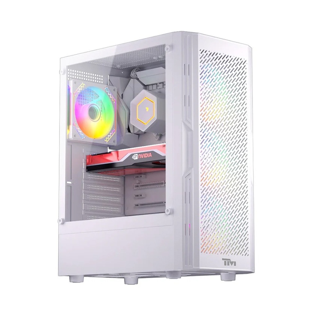 [TM-PHANTOMII-W] Twisted Minds Phantom II Series ATX Mid Tower Gaming Case - White (4 ARGB Fans Included)