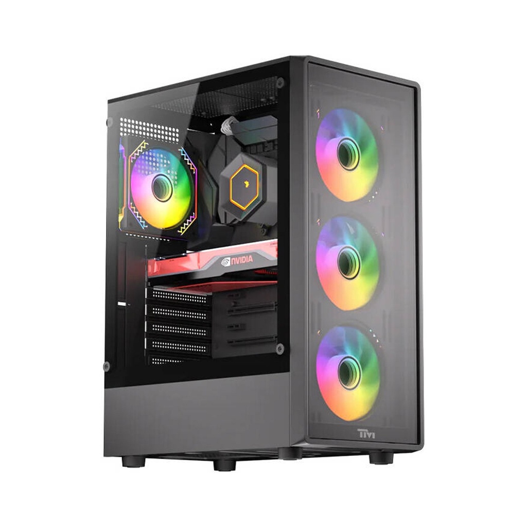 [TM-PHANTOM-B] Twisted Minds Phantom Series ATX Mid Tower Gaming Case - Black (4 ARGB Fans Included)