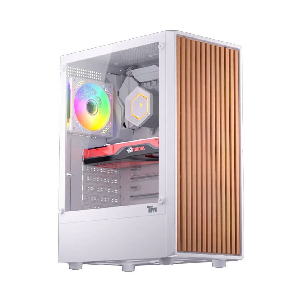 [TM-WOODX-W] Twisted Minds WoodX Series ATX Mid Tower Gaming Case - White (4 ARGB Fans Included)